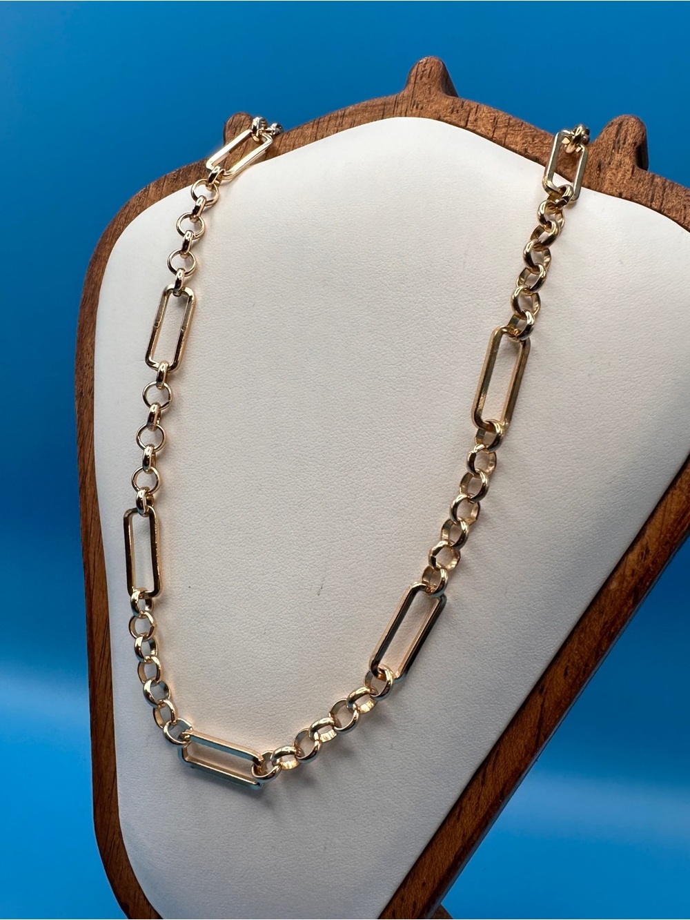 Ettika Gold Tone Paperclip & Curb Chain Necklace Mixed Link Adjustable Layering